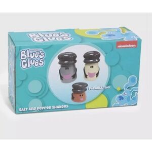 OG RUN Nickelodeon Blue's Clues Blue Ceramic Novelty Salt Pepper Shakers Set 3pc